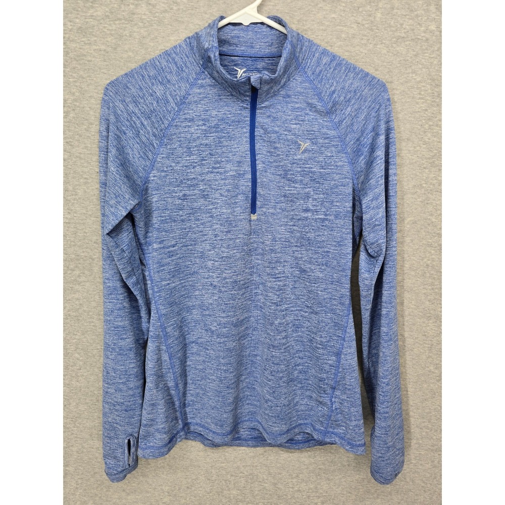Old Navy Active Womens Blue Space Dye Quarter Zip Pullover Thumbholes Small Flaw